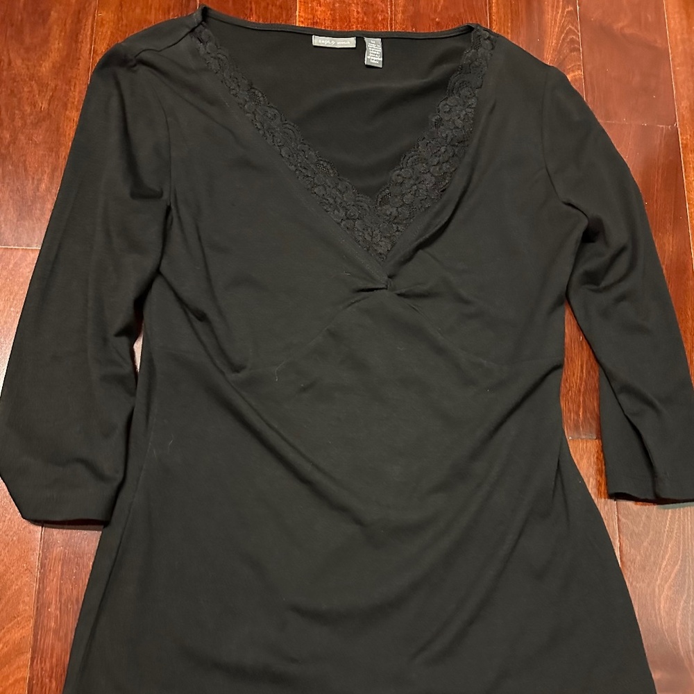 Apt 9 Women's Black 3/4 Sleeve Top Size Medium EUC